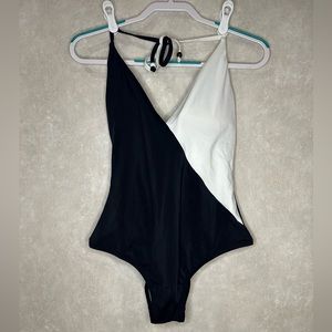 Victoria Secret Swim one piece Bathing Suit - Black White Beads Size Large